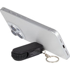 SpinStand Keychain with Phone Stand and Fidget Spinner Full Color - Black - Propped