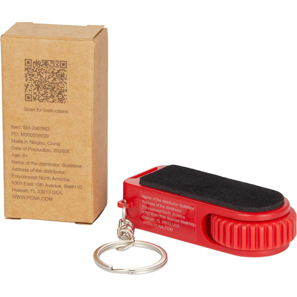 SpinStand Keychain with Phone Stand and Fidget Spinner Full Color - Red - Packaging