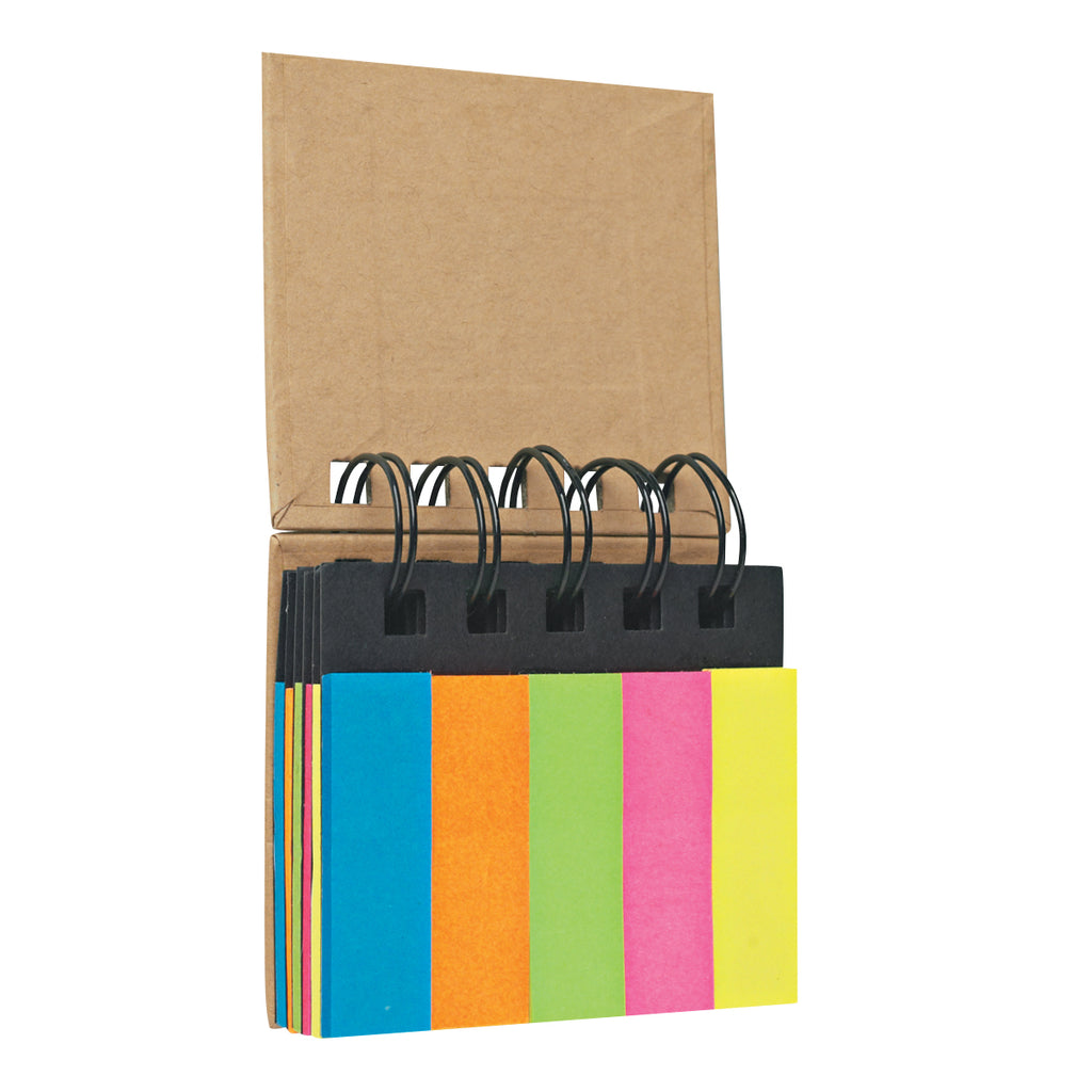 Spiral Book, Sticky Notes and Flags - Natural - Open