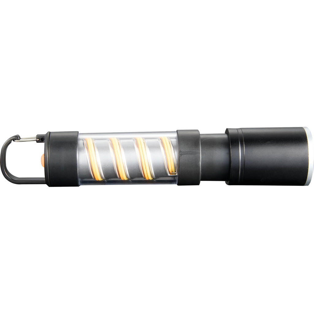 Spiral Filament Lantern Flashlight with Zoom, 150 Lumens Laser Engraving - Black - Front Extended