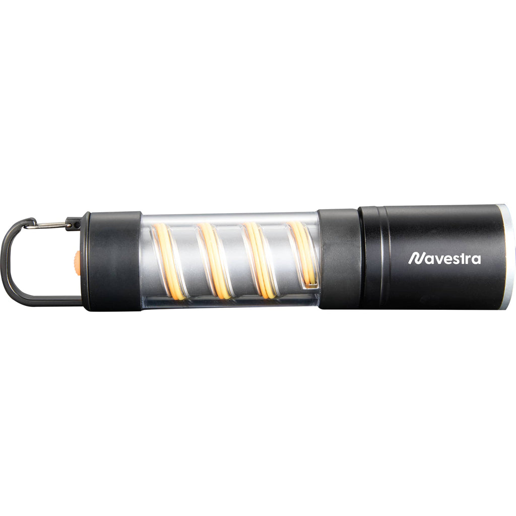 Spiral Filament Lantern Flashlight with Zoom, 150 Lumens Laser Engraving - Black - Front
