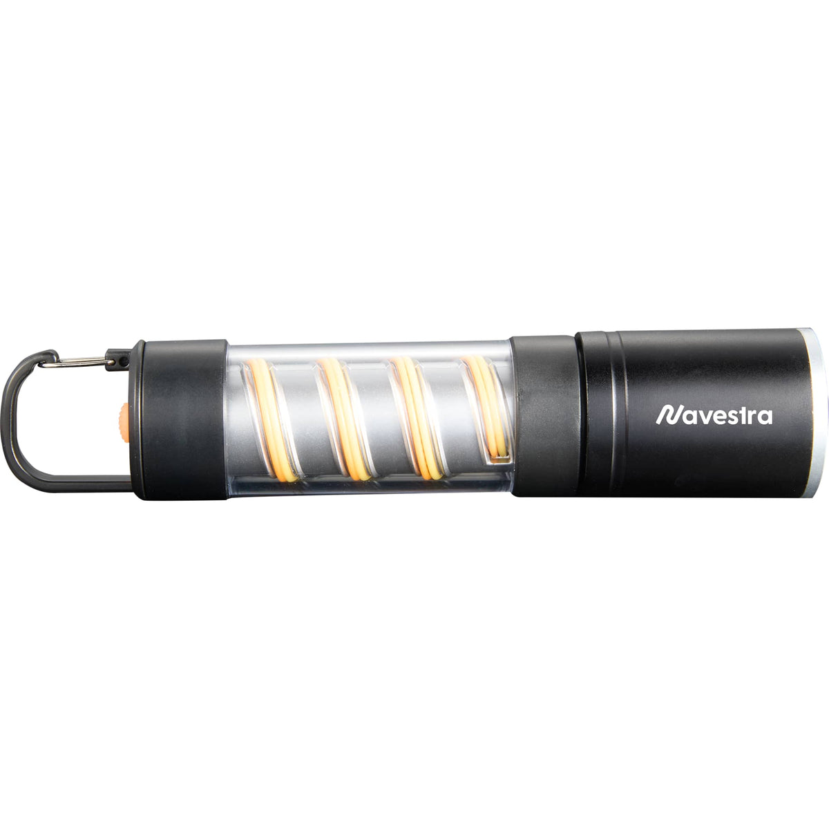Spiral Filament Lantern Flashlight with Zoom, 150 Lumens Laser Engraving - Black - Front