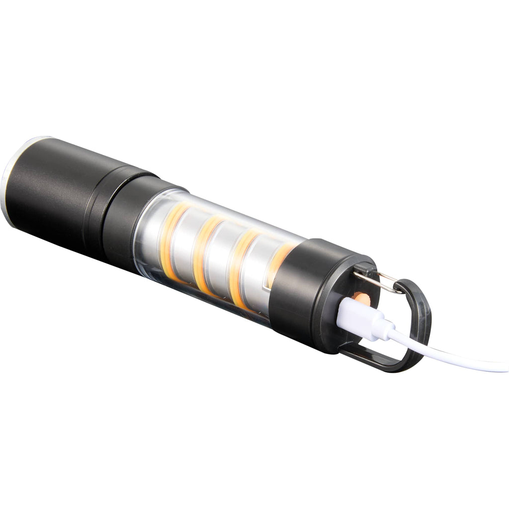 Spiral Filament Lantern Flashlight with Zoom, 150 Lumens Laser Engraving - Black - Left Angle 2