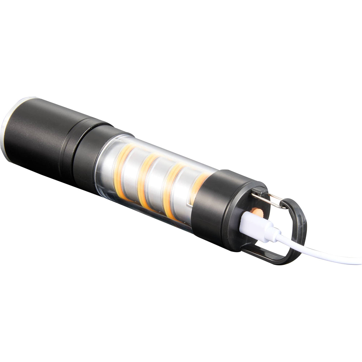 Spiral Filament Lantern Flashlight with Zoom, 150 Lumens Laser Engraving - Black - Left Angle 2
