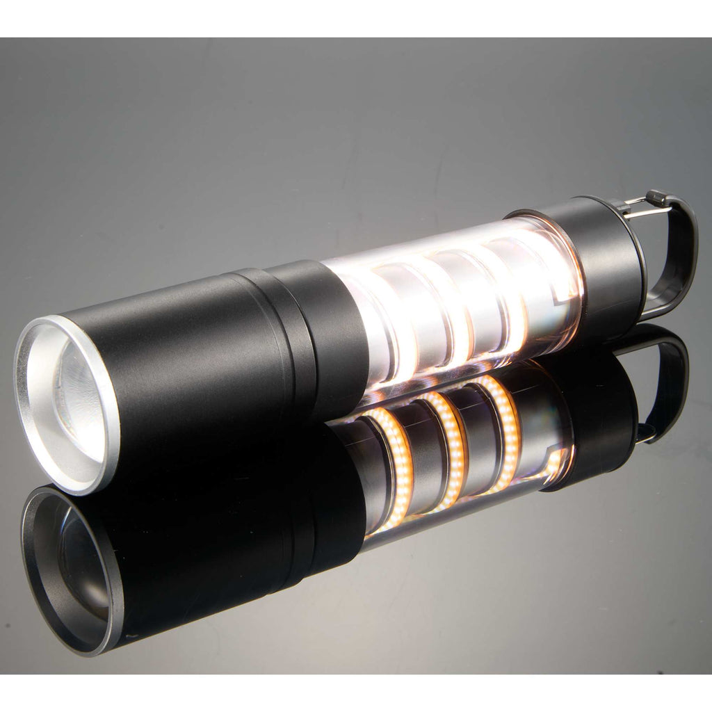 Spiral Filament Lantern Flashlight with Zoom, 150 Lumens Laser Engraving - Black - Right Angle Midlight 2