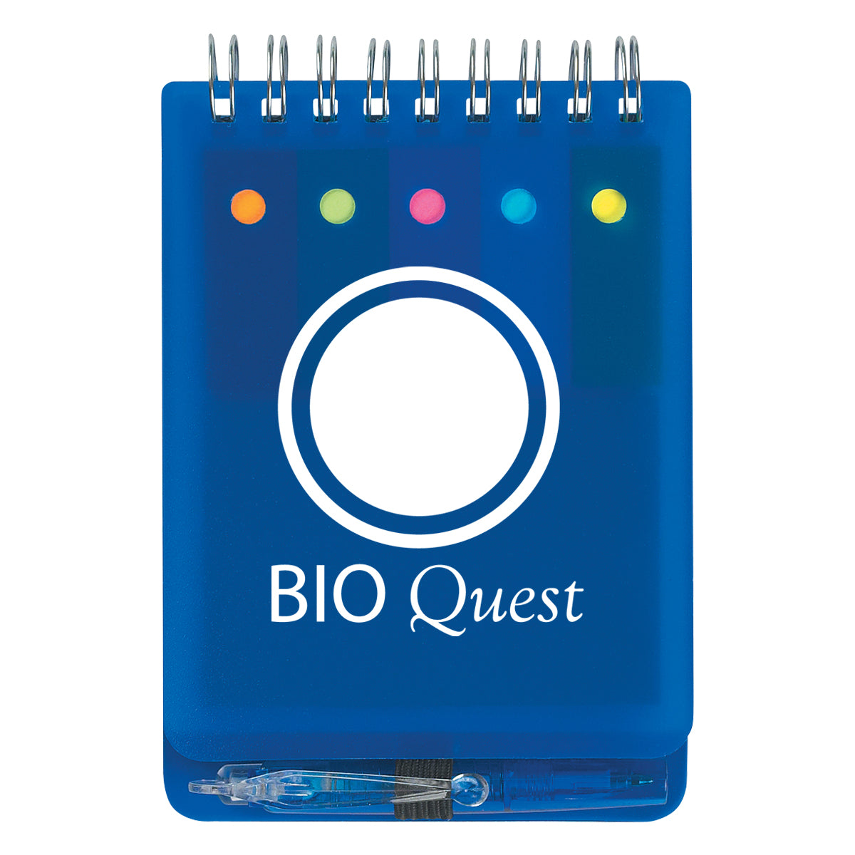 Spiral Jotter with Sticky Notes, Flags and Pen - Blue - Silk Screen