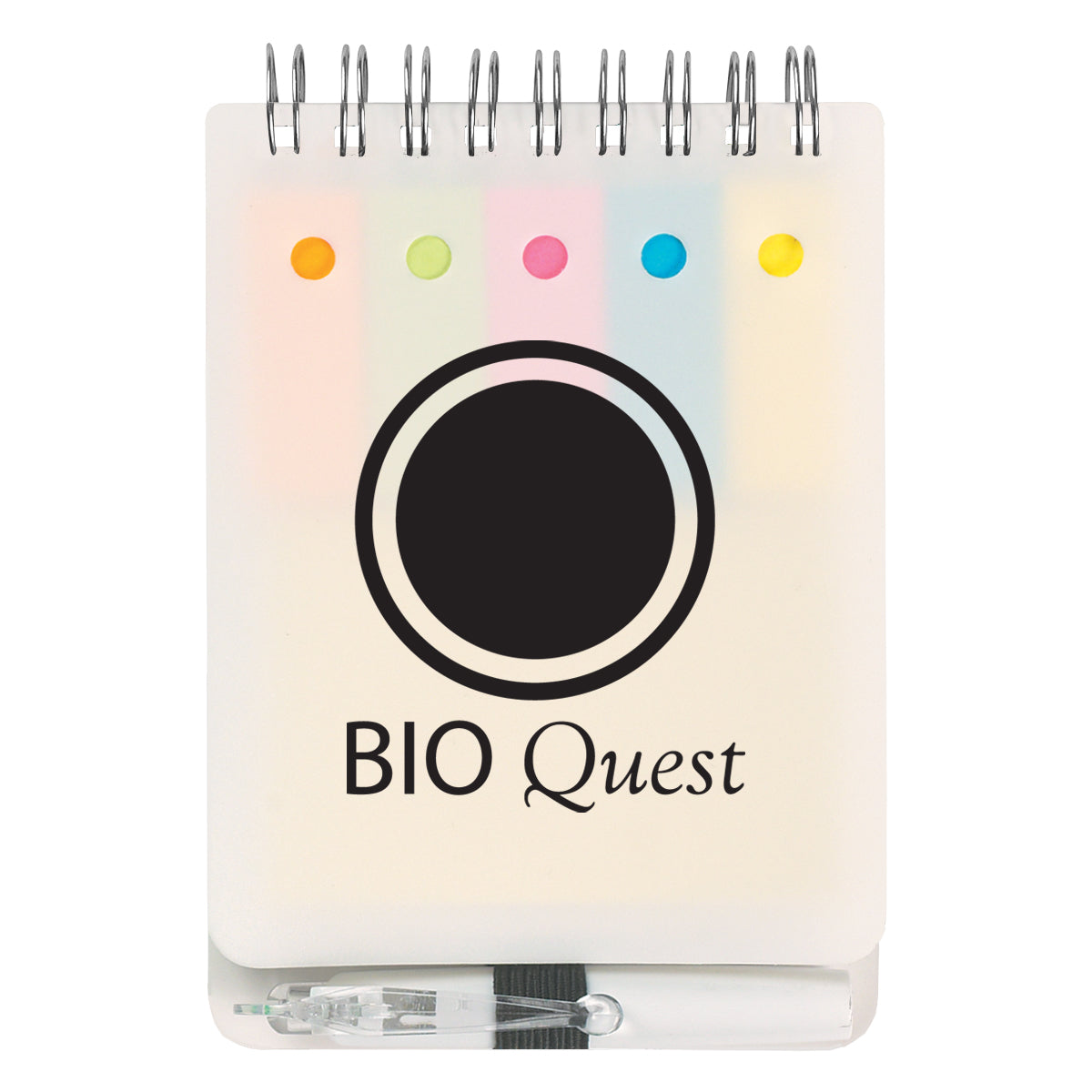 Spiral Jotter with Sticky Notes, Flags and Pen - White - Silk Screen