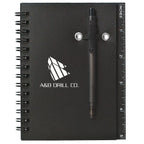 Spiral Notebook and Pen - Black - Silk Screen