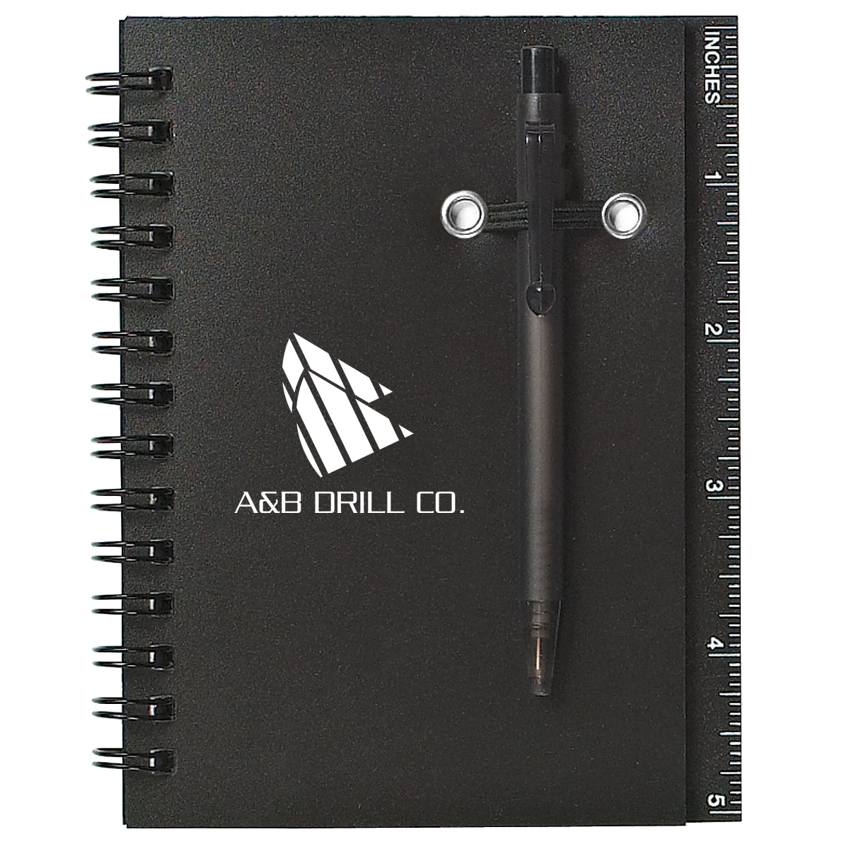 Spiral Notebook and Pen - Black - Silk Screen