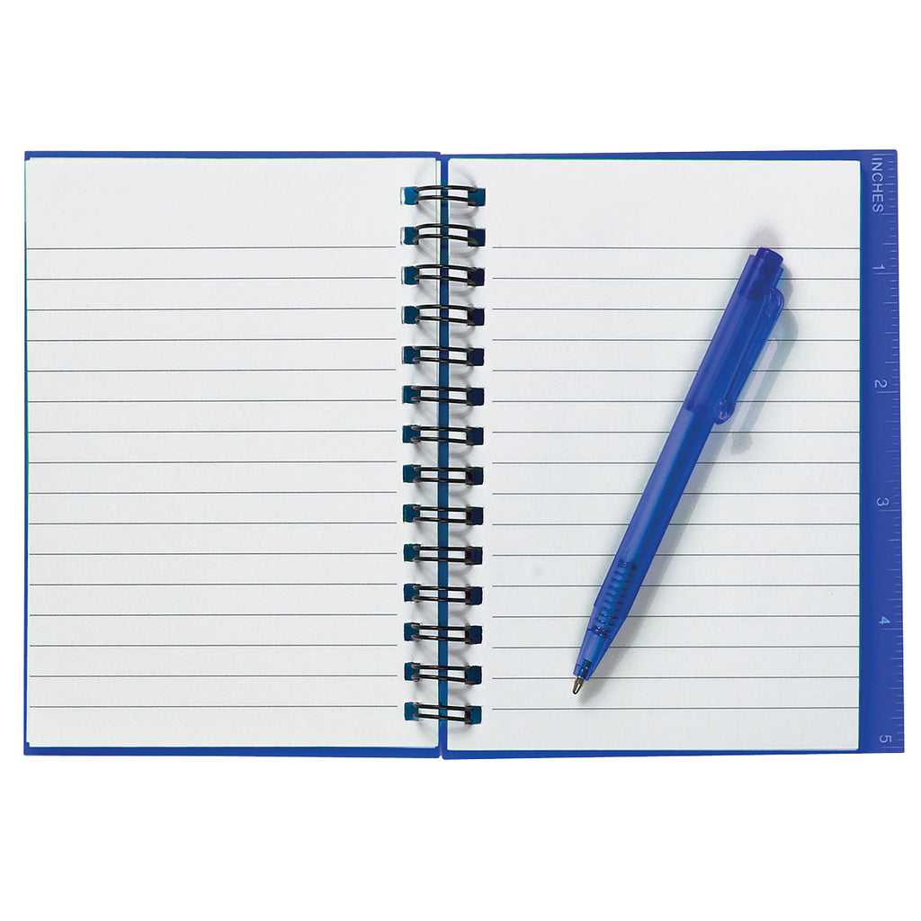 Spiral Notebook and Pen - Blue - Open