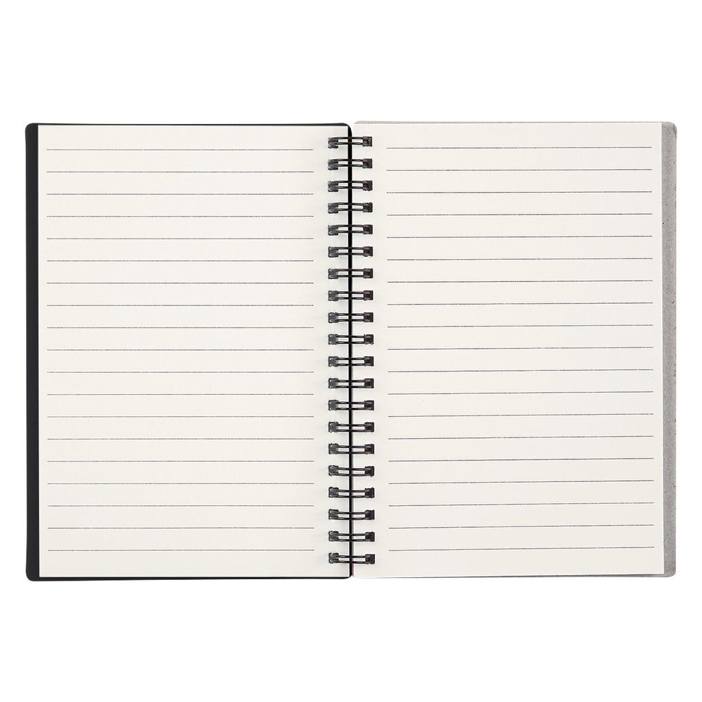 Spiral Notebook with a Rubbery Cover - Black - Open_Blank
