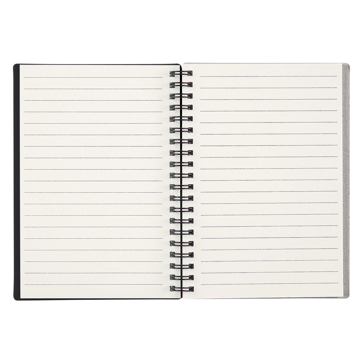Spiral Notebook with a Rubbery Cover - Black - Open_Blank