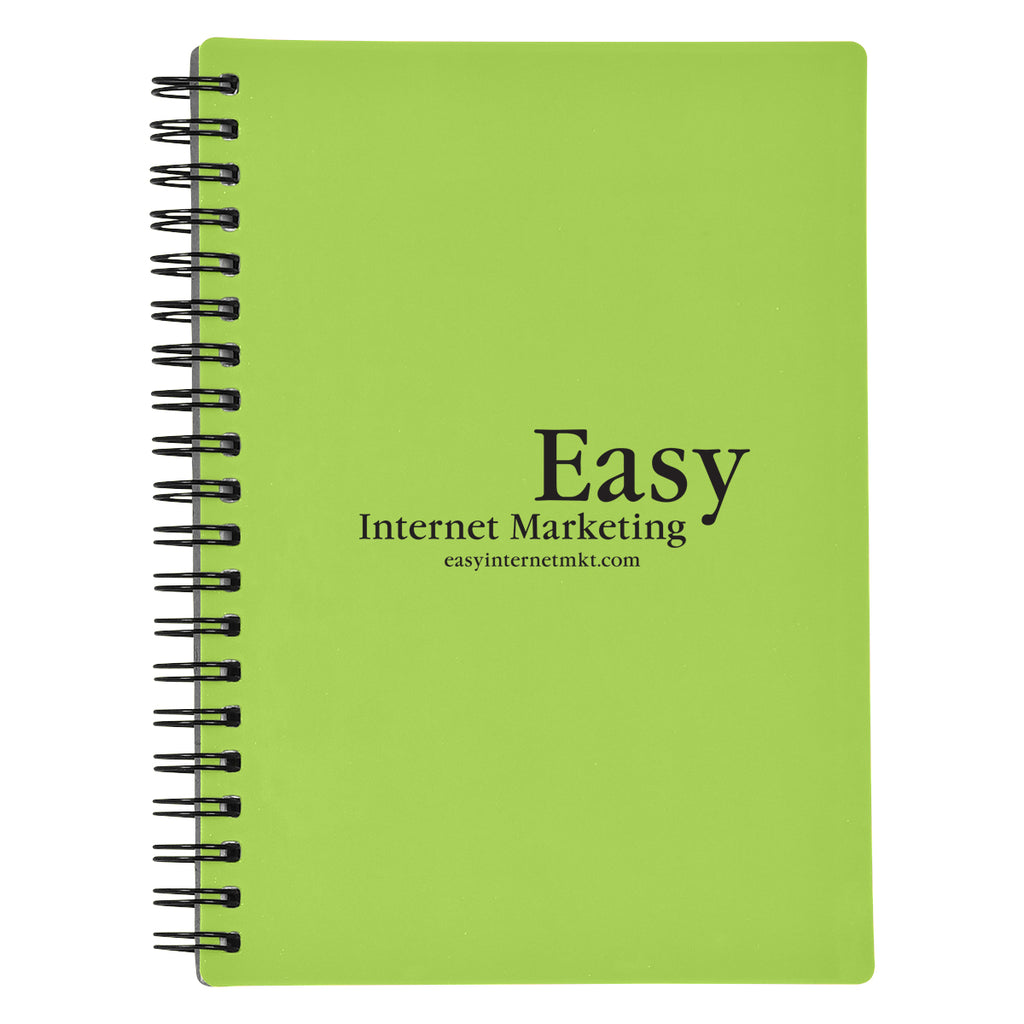 Spiral Notebook with a Rubbery Cover - Lime Green - Silk Screen