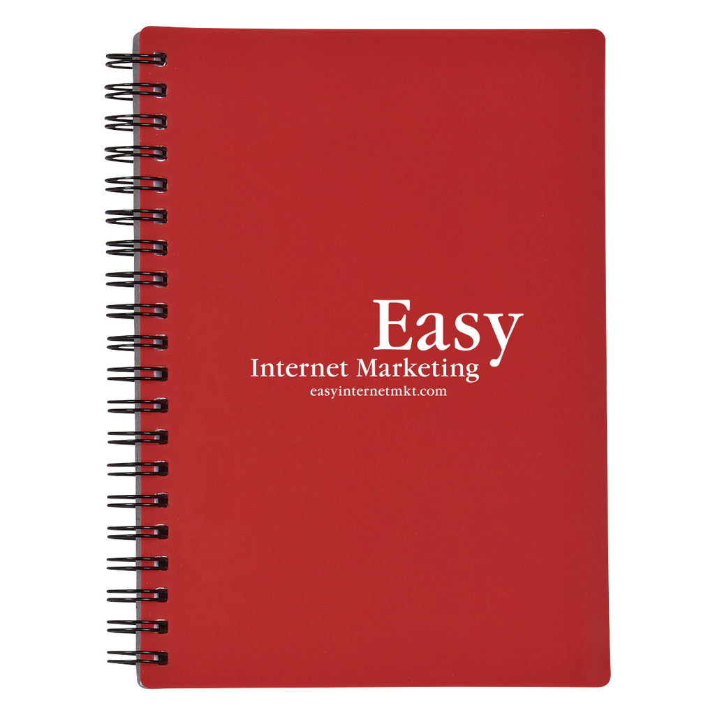 Spiral Notebook with a Rubbery Cover - Red - Silk Screen