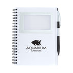 Spiral Notebook with an ID Window - White - Silk Screen