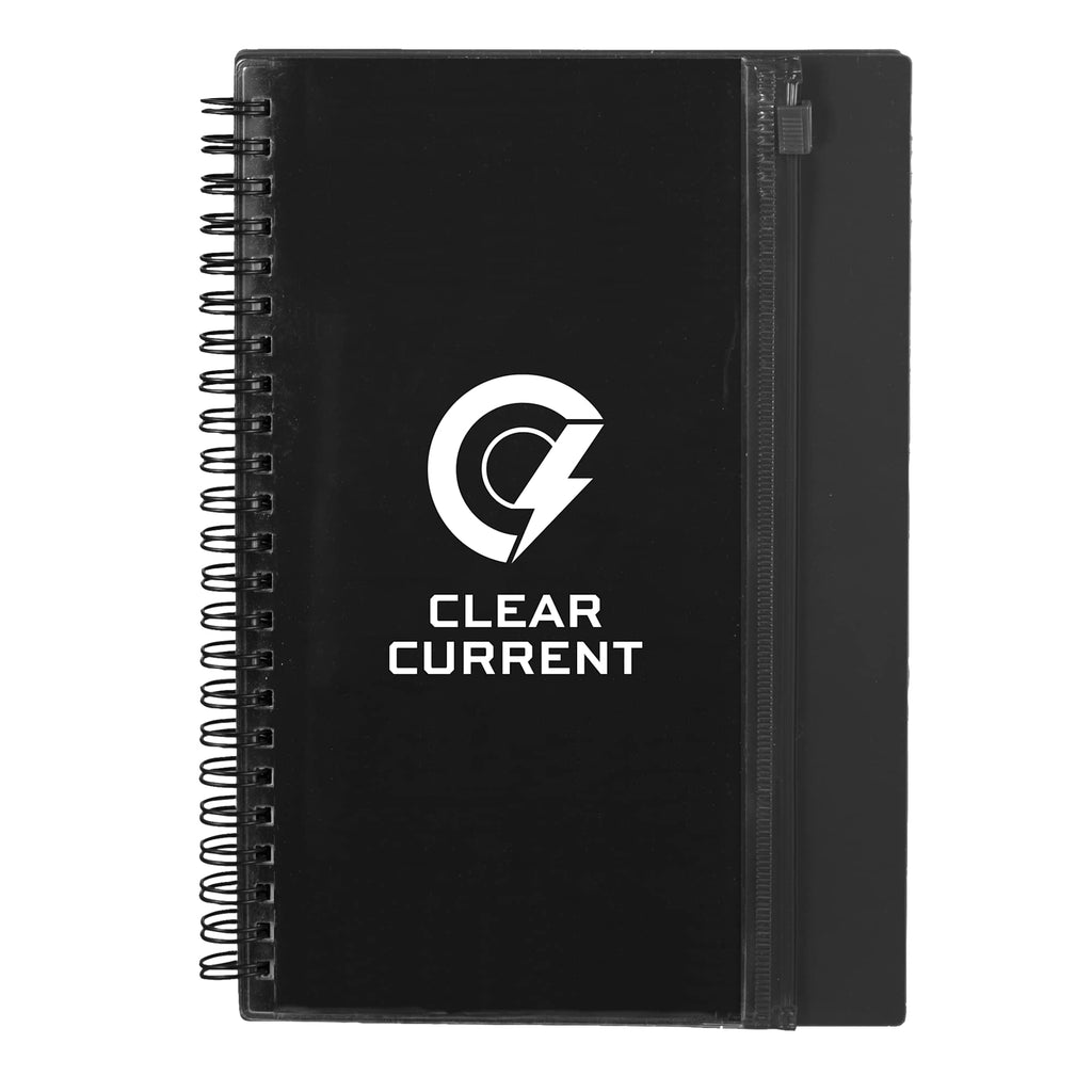 Spiral Notebook with Clear Front Pocket, 5.5 x 8.5 Inches - Black - Front