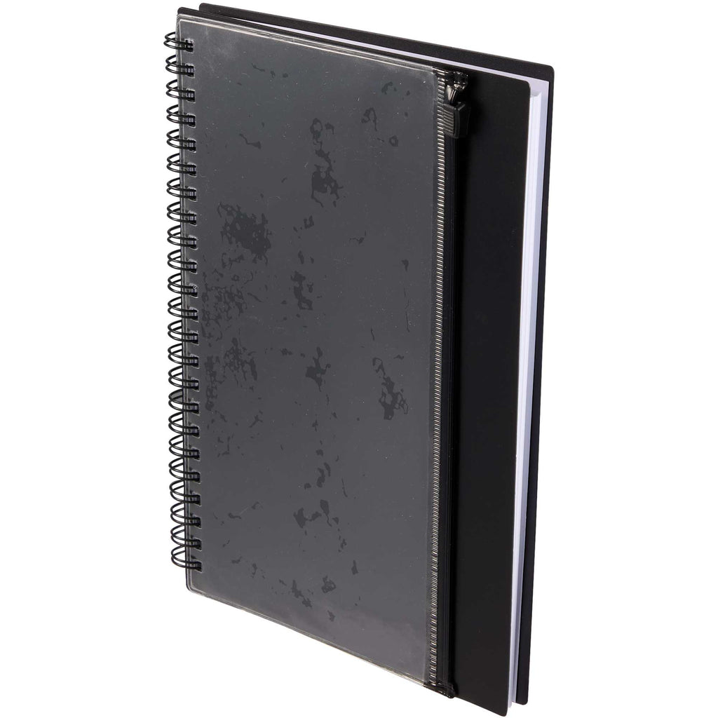 Spiral Notebook with Clear Front Pocket, 5.5 x 8.5 Inches - Black - Left Angle
