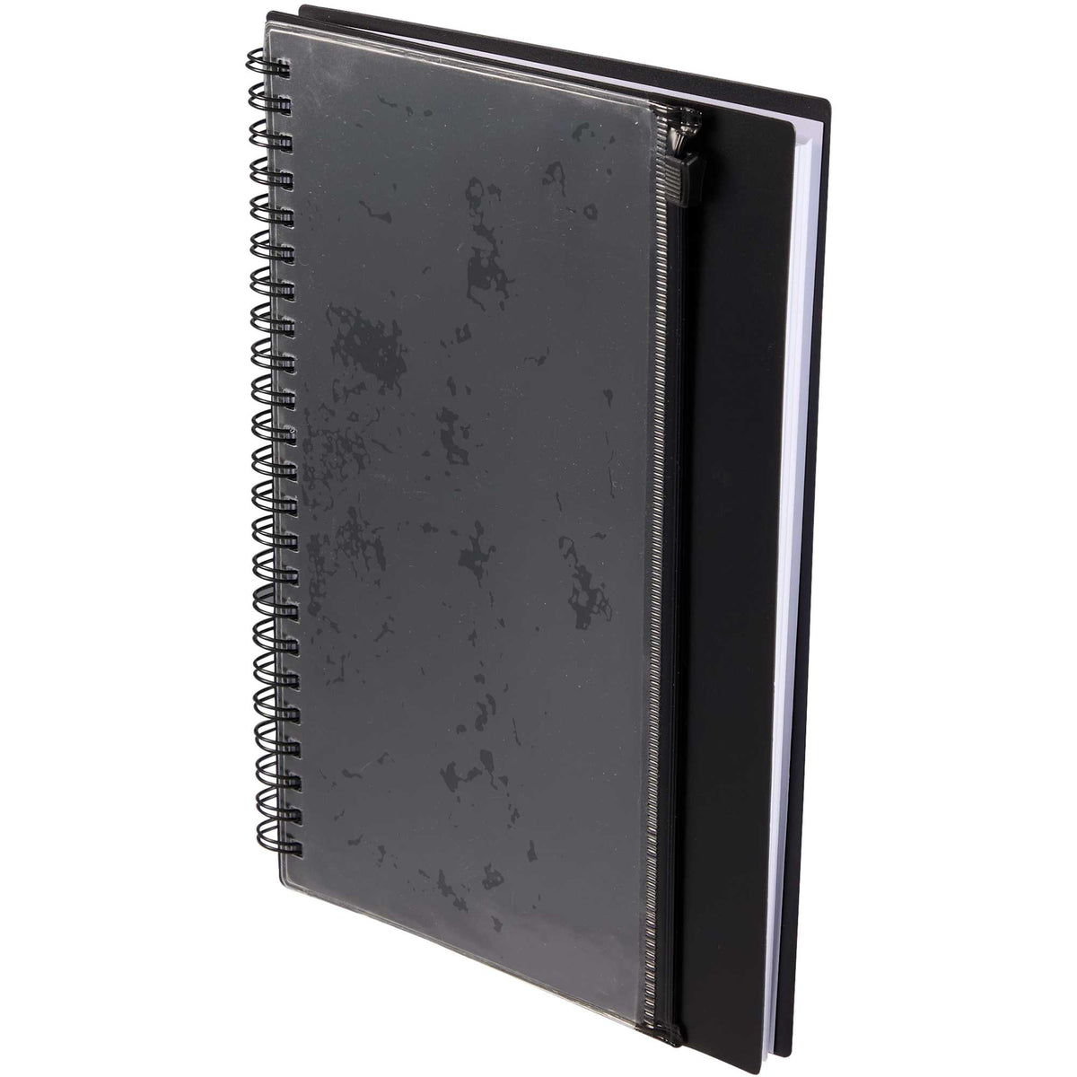 Spiral Notebook with Clear Front Pocket, 5.5 x 8.5 Inches - Black - Left Angle