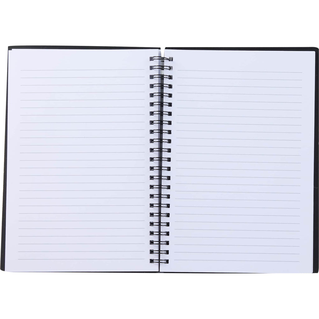 Spiral Notebook with Clear Front Pocket, 5.5 x 8.5 Inches - Black - Open