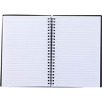 Spiral Notebook with Clear Front Pocket, 5.5 x 8.5 Inches - Black - Open