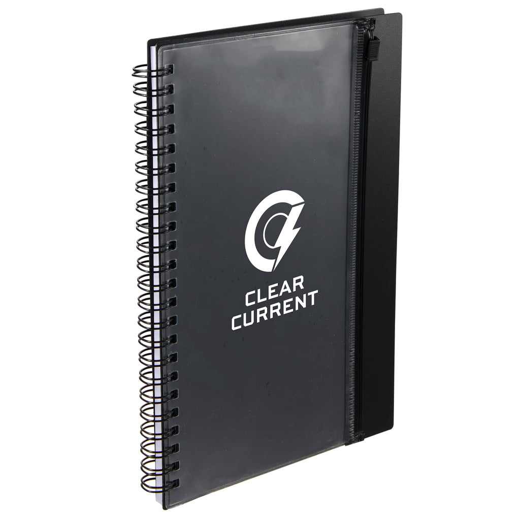 Spiral Notebook with Clear Front Pocket, 5.5 x 8.5 Inches - Black - Right Angle