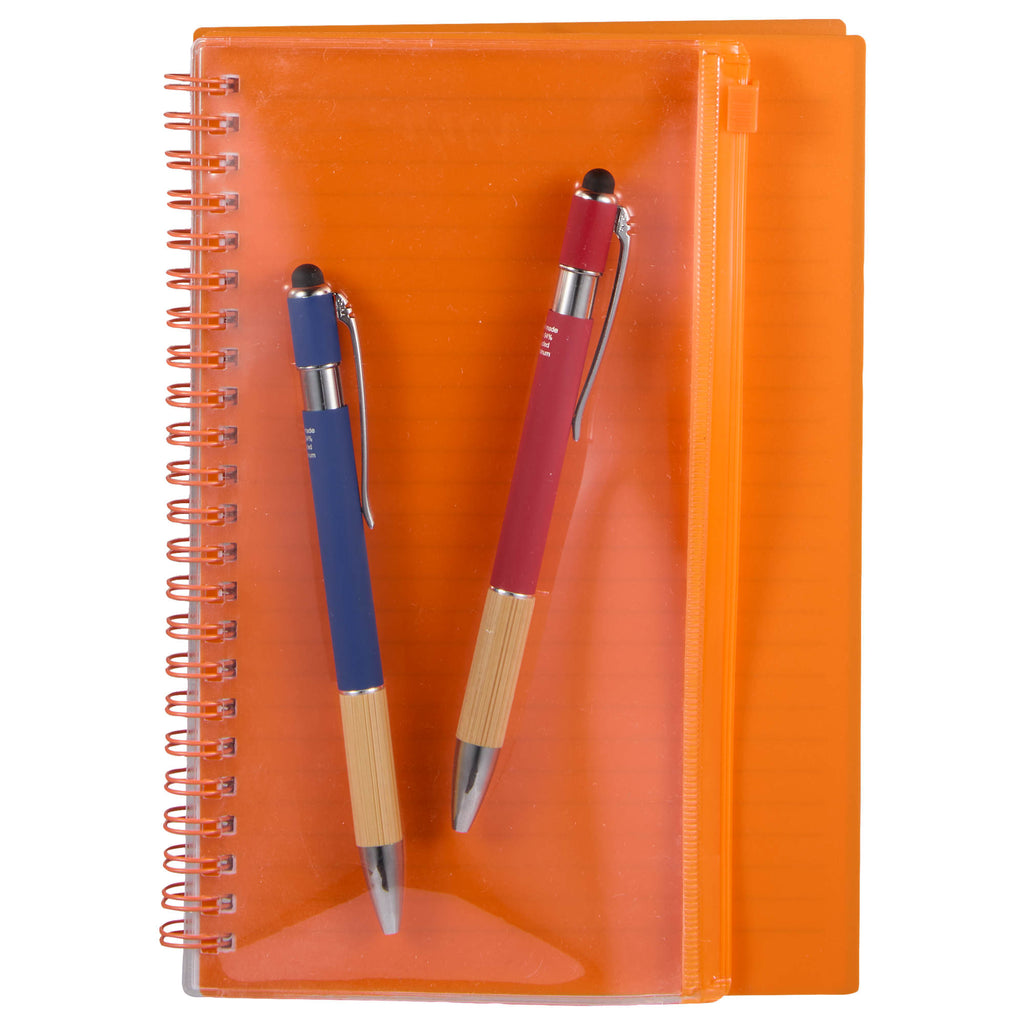 Spiral Notebook with Clear Front Pocket, 5.5 x 8.5 Inches - Orange - Front Propped