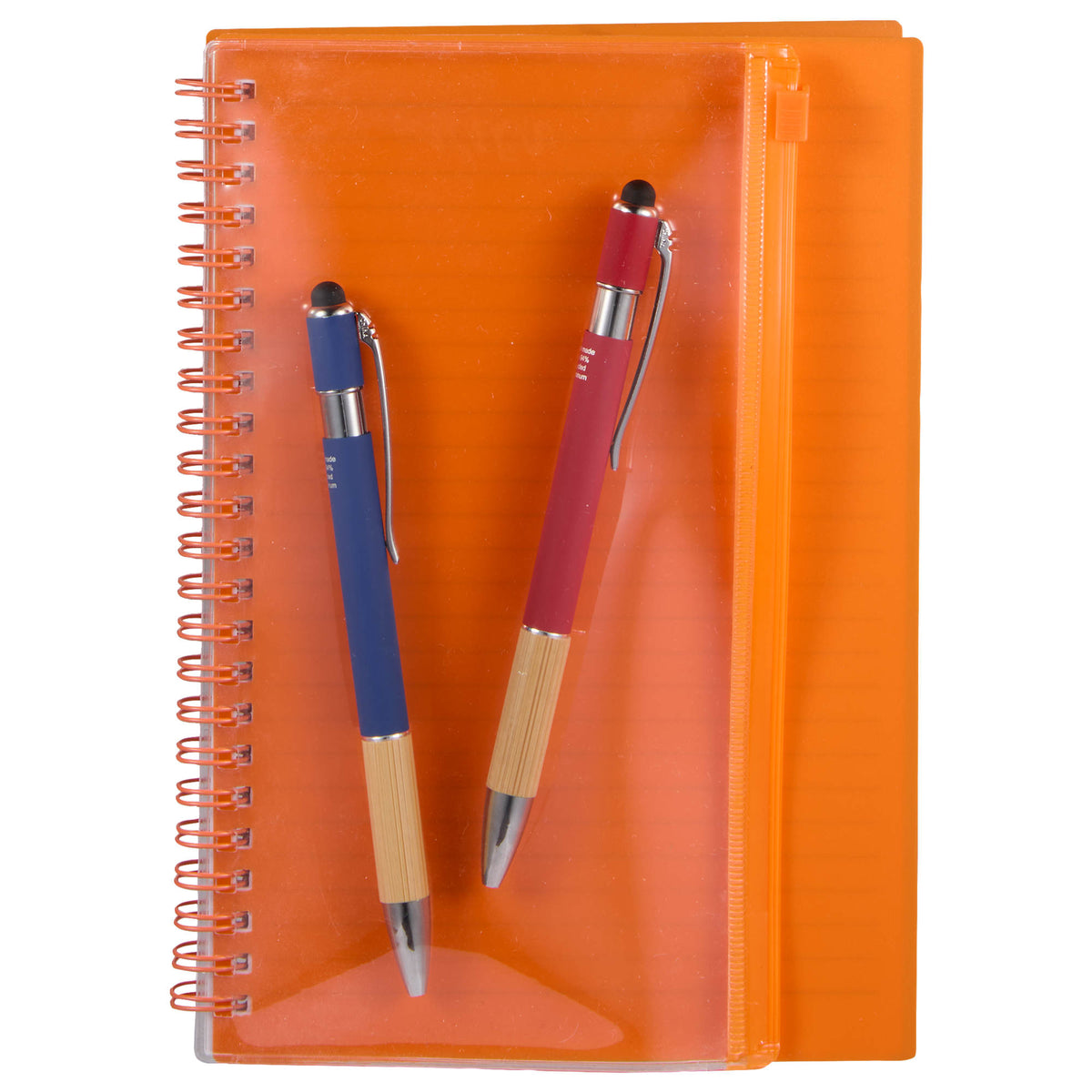 Spiral Notebook with Clear Front Pocket, 5.5 x 8.5 Inches - Orange - Front Propped
