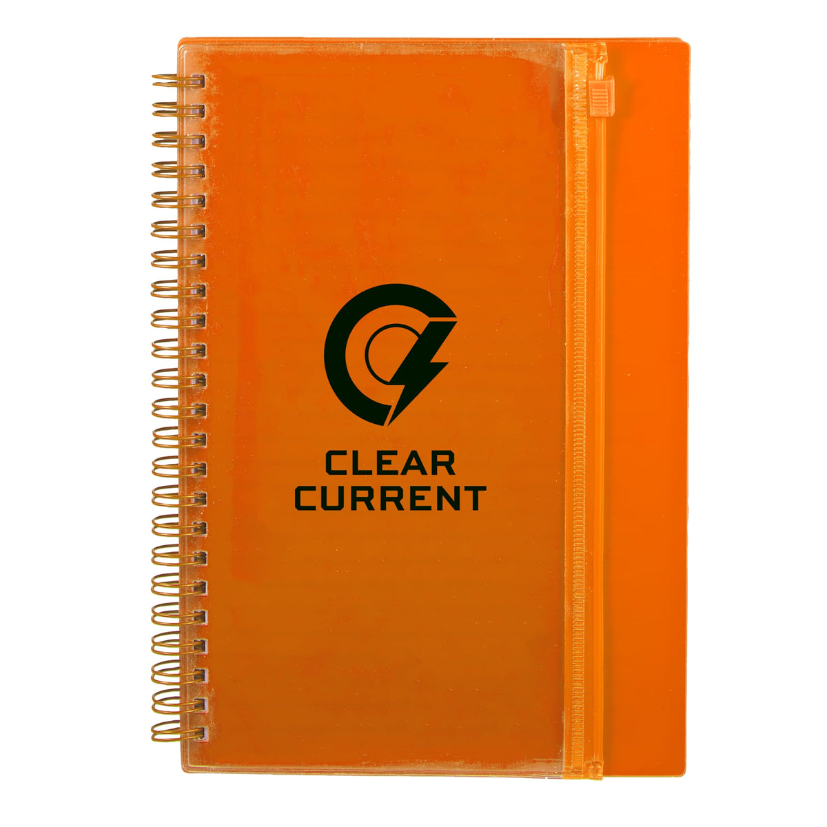 Spiral Notebook with Clear Front Pocket, 5.5 x 8.5 Inches - Orange - Front