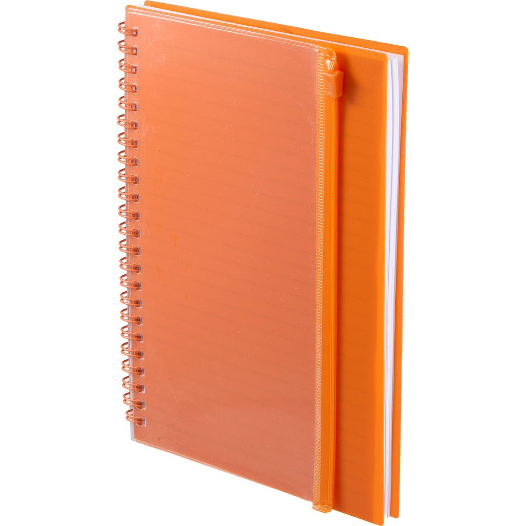 Spiral Notebook with Clear Front Pocket, 5.5 x 8.5 Inches - Orange - Left Angle 2