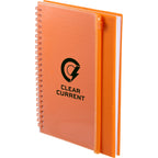 Spiral Notebook with Clear Front Pocket, 5.5 x 8.5 Inches - Orange - Left Angle