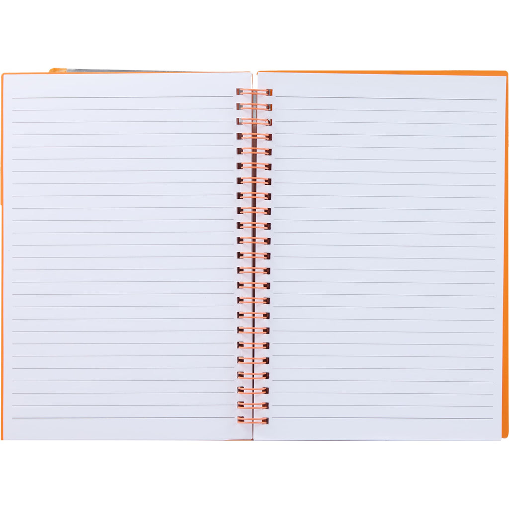 Spiral Notebook with Clear Front Pocket, 5.5 x 8.5 Inches - Orange - Open