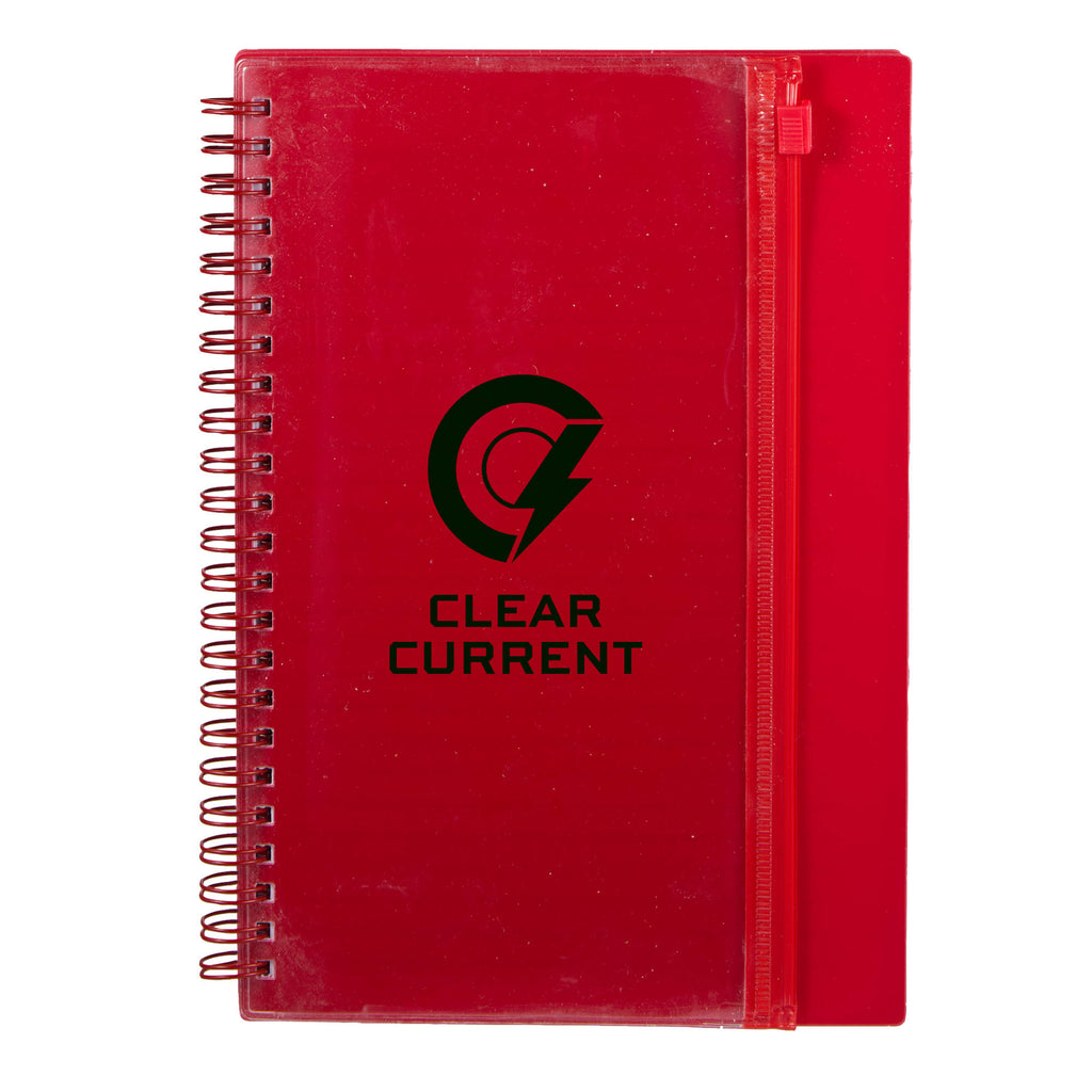 Spiral Notebook with Clear Front Pocket, 5.5 x 8.5 Inches - Red - Front