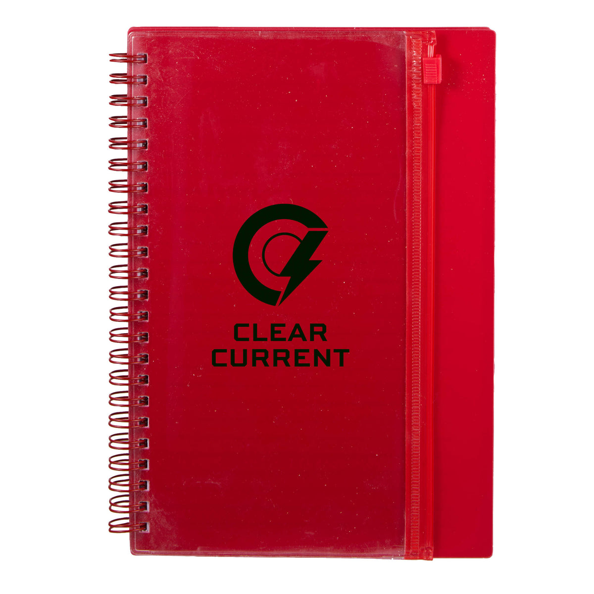 Spiral Notebook with Clear Front Pocket, 5.5 x 8.5 Inches - Red - Front
