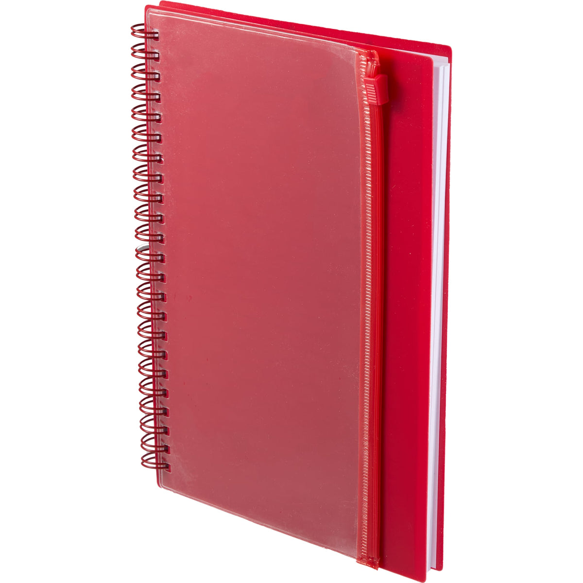Spiral Notebook with Clear Front Pocket, 5.5 x 8.5 Inches - Red - Left Angle 2