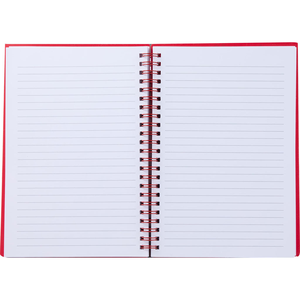 Spiral Notebook with Clear Front Pocket, 5.5 x 8.5 Inches - Red - Open