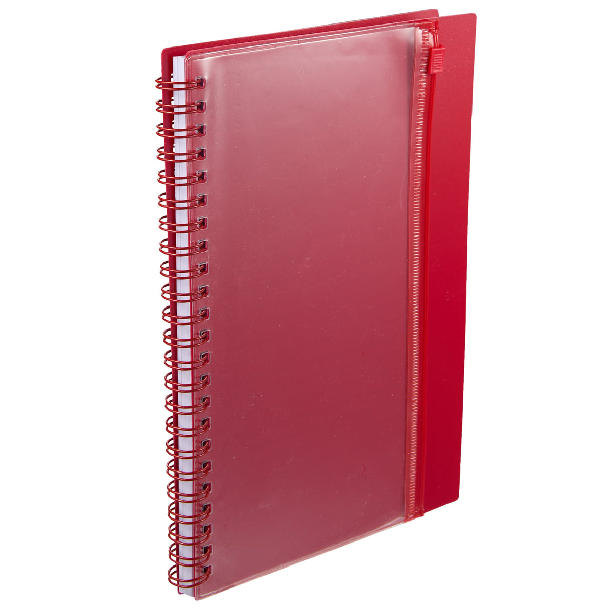 Spiral Notebook with Clear Front Pocket, 5.5 x 8.5 Inches - Red - Right Angle