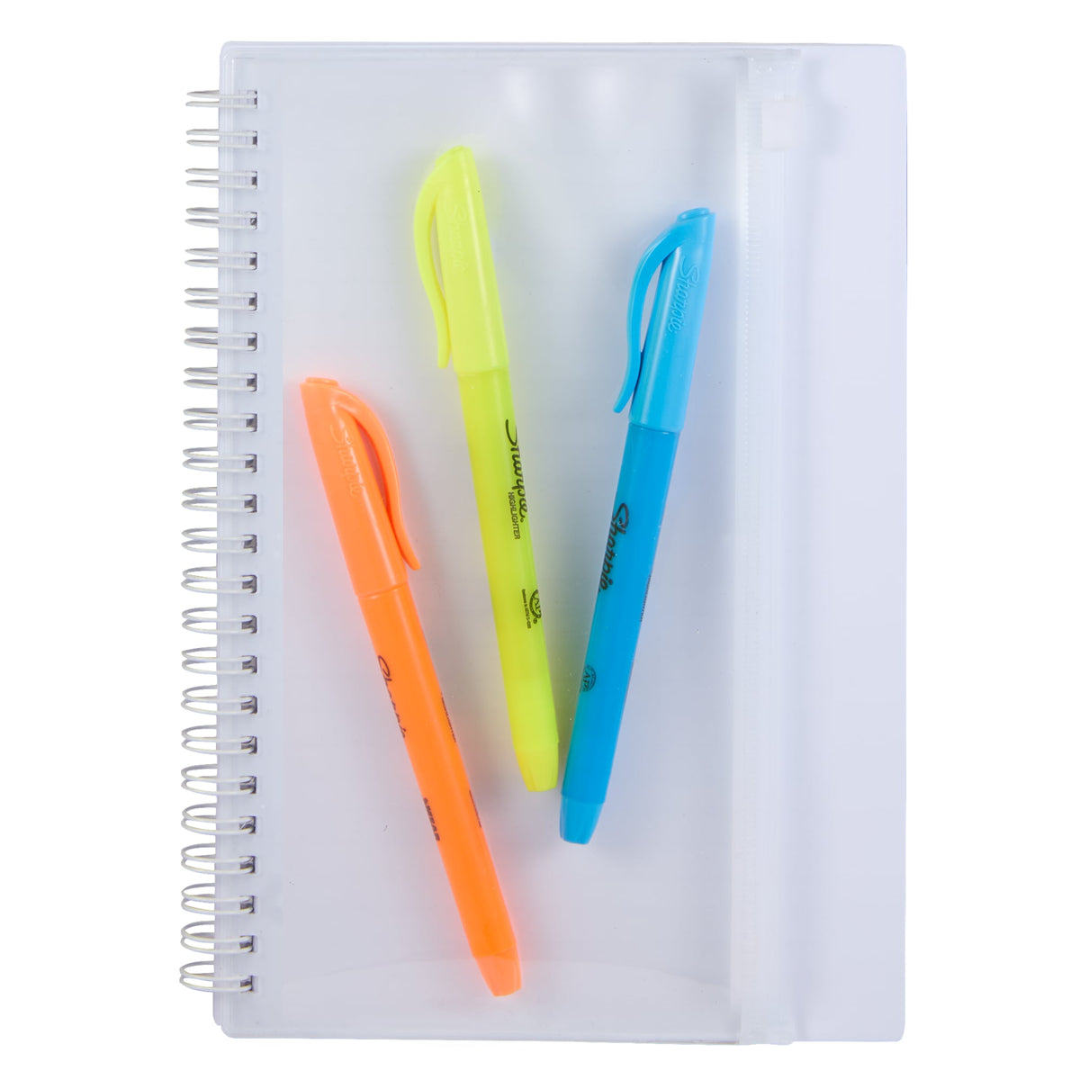 Spiral Notebook with Clear Front Pocket, 5.5 x 8.5 Inches - White - Front Propped