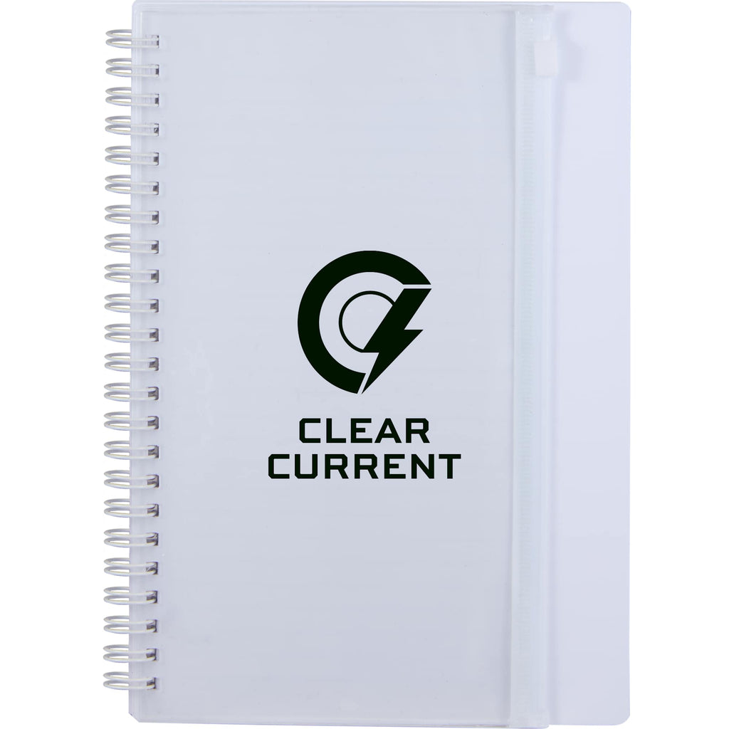 Spiral Notebook with Clear Front Pocket, 5.5 x 8.5 Inches - White - Front