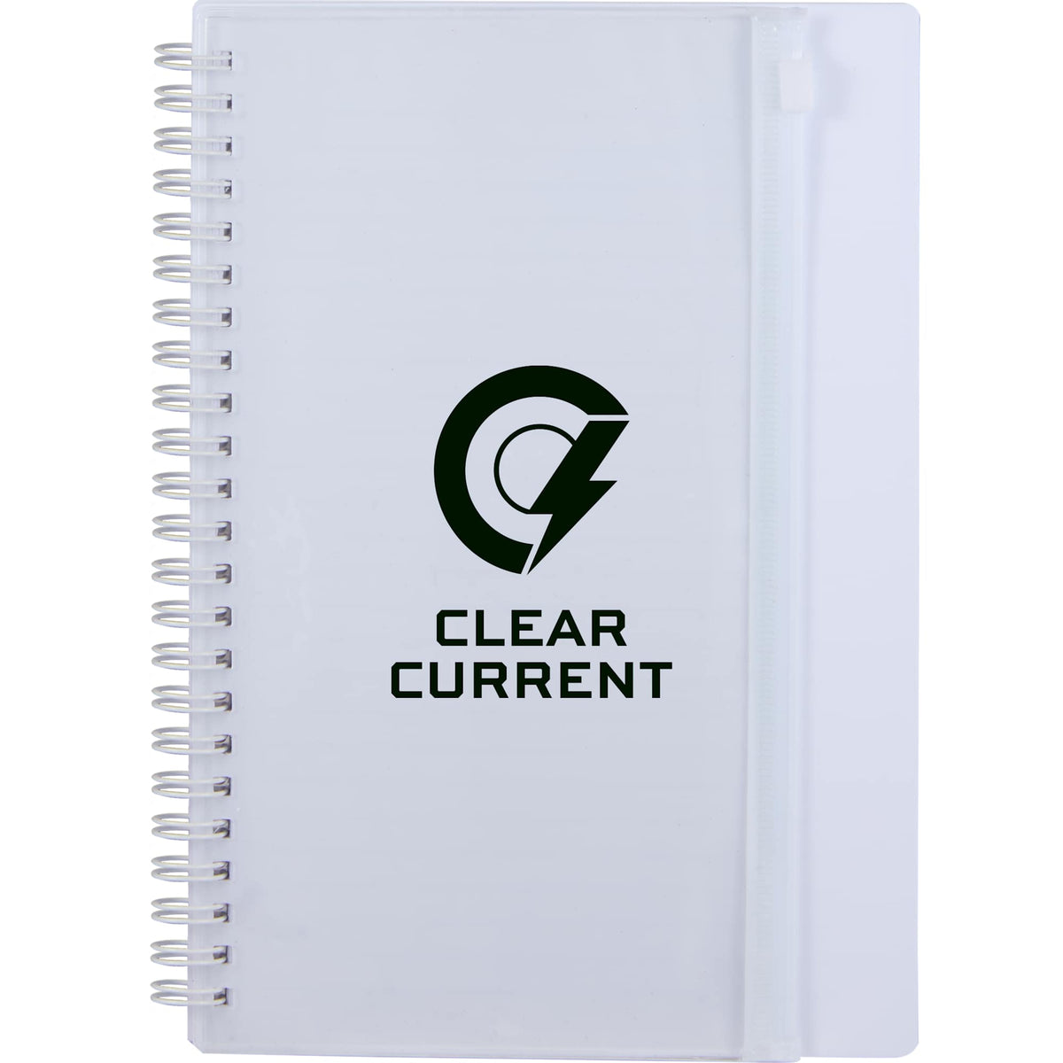 Spiral Notebook with Clear Front Pocket, 5.5 x 8.5 Inches - White - Front