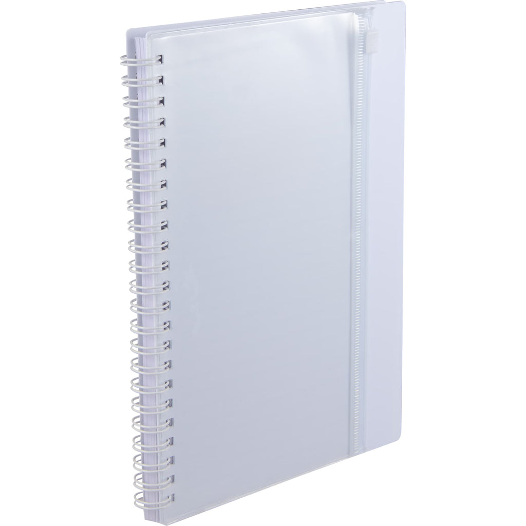 Spiral Notebook with Clear Front Pocket, 5.5 x 8.5 Inches - White - Right Angle