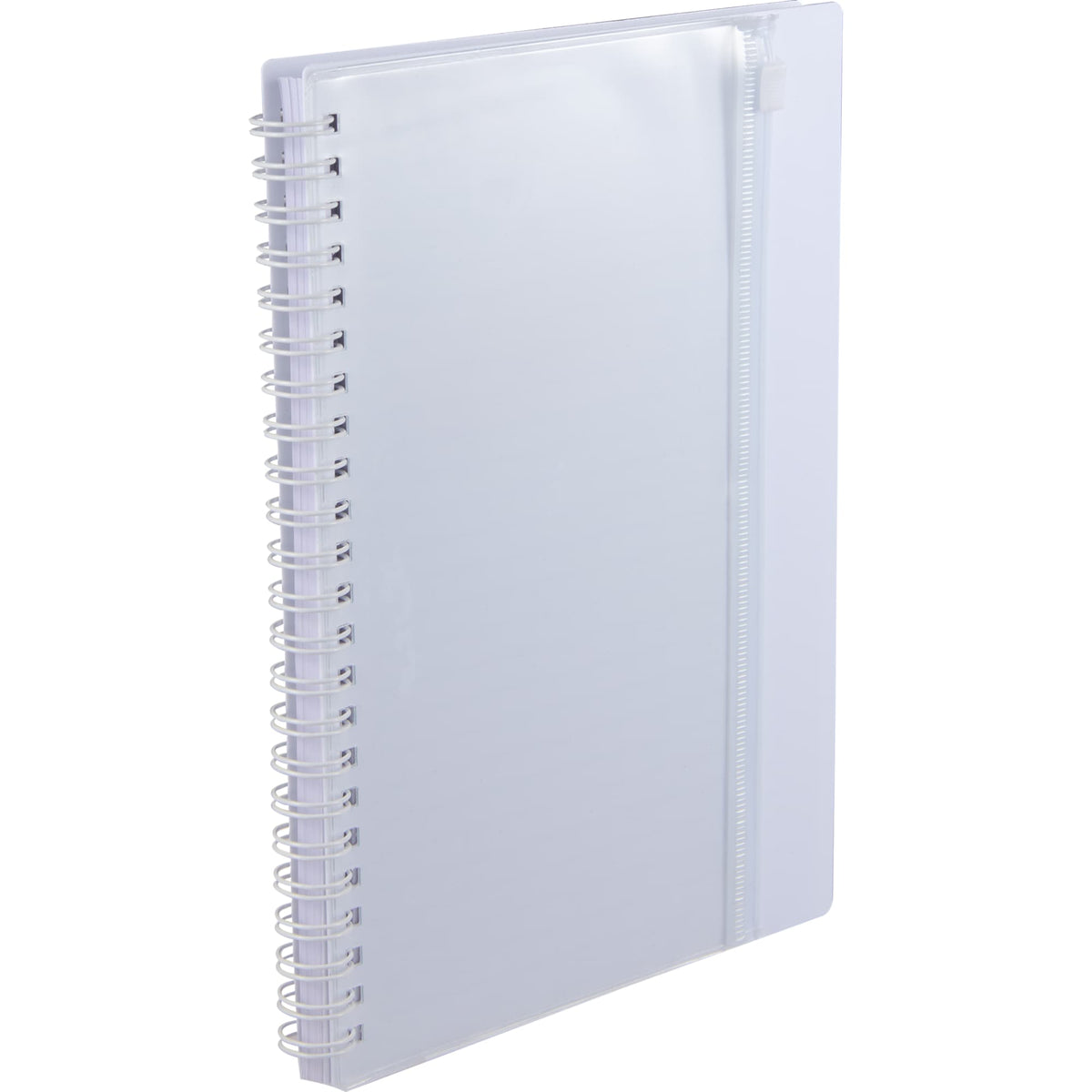 Spiral Notebook with Clear Front Pocket, 5.5 x 8.5 Inches - White - Right Angle