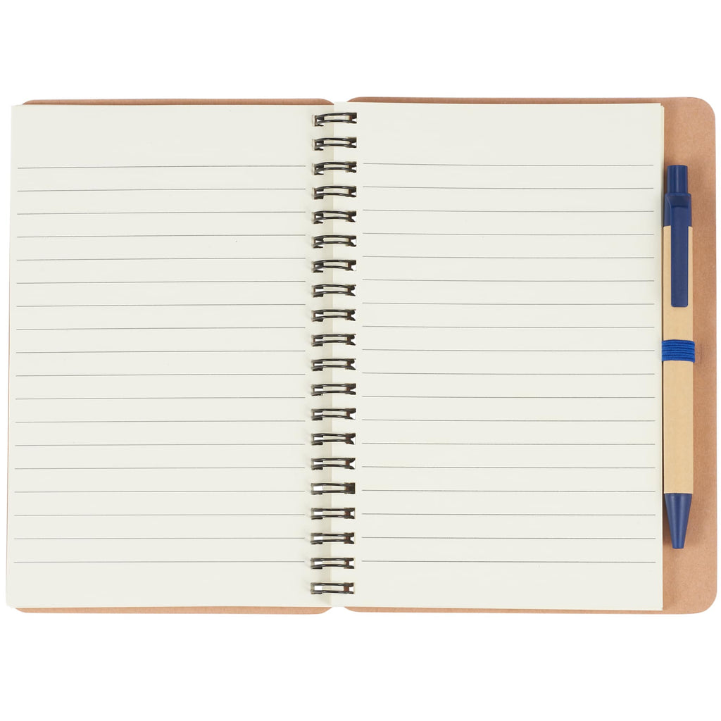 Spiral Notebook with Matching Pen, 5 x 7 Inches - Blue - Front 2