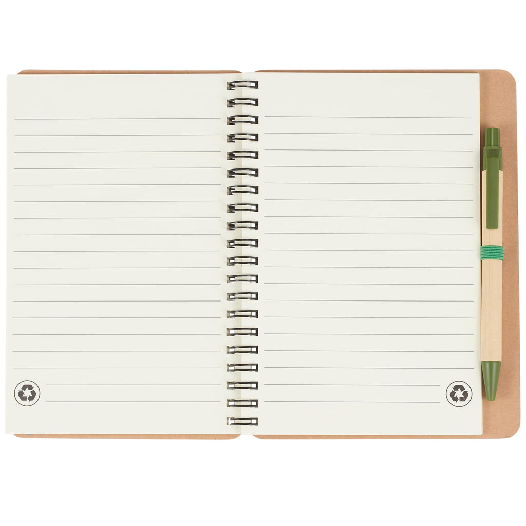Spiral Notebook with Matching Pen, 5 x 7 Inches - Green - Front 2