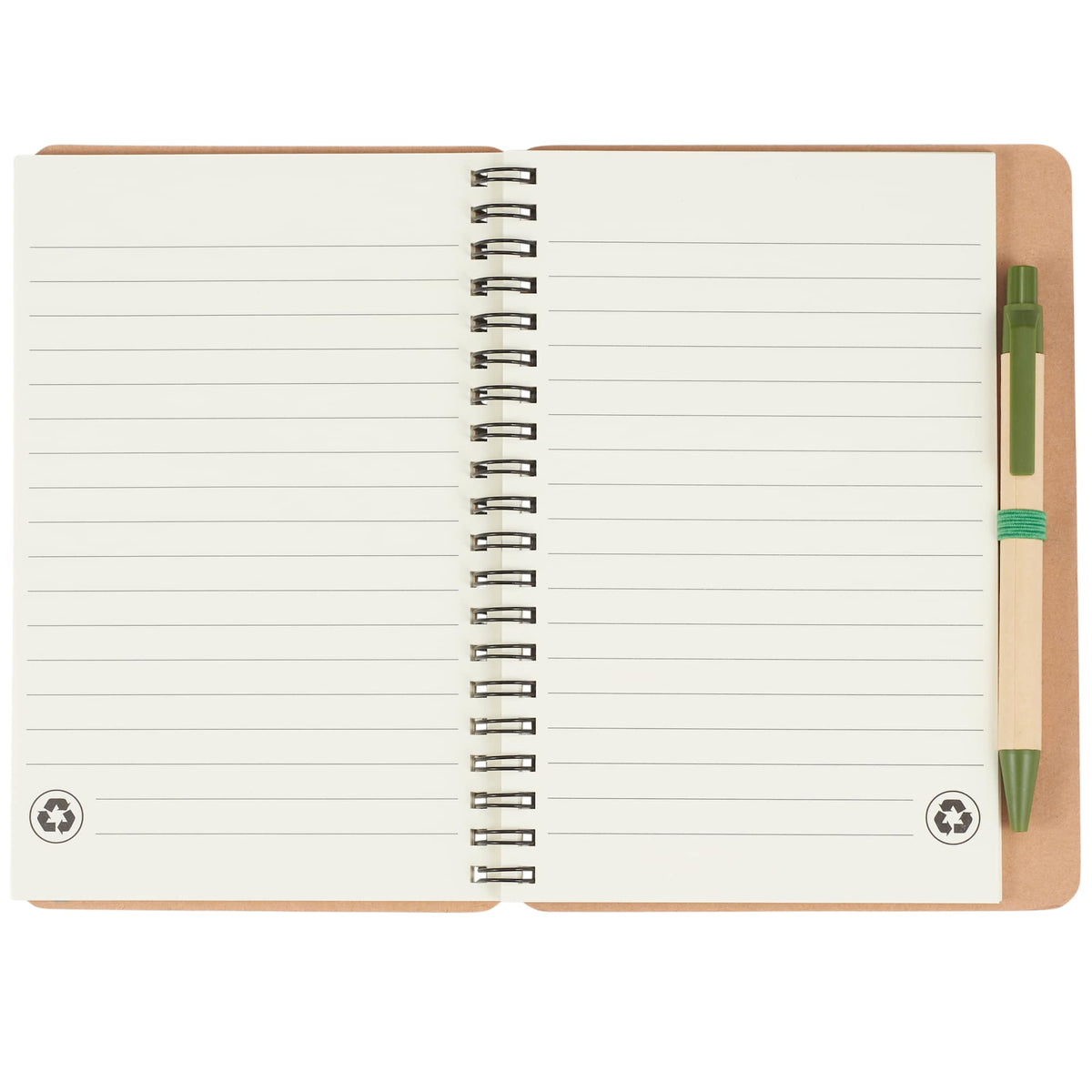 Spiral Notebook with Matching Pen, 5 x 7 Inches - Green - Front 2