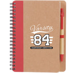 Spiral Notebook with Matching Pen, 5 x 7 Inches - RED - Front