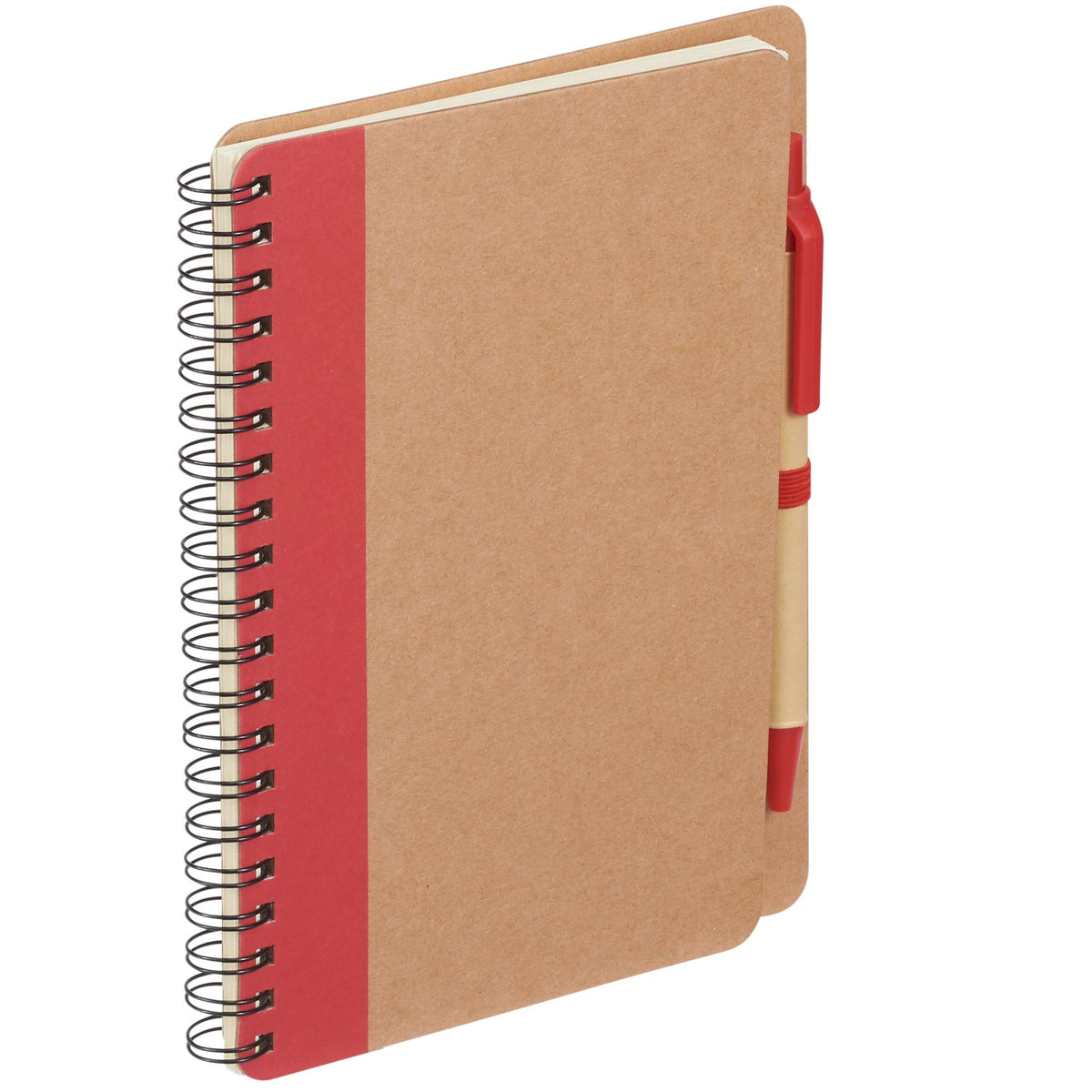 Spiral Notebook with Matching Pen, 5 x 7 Inches - RED - Right Angle