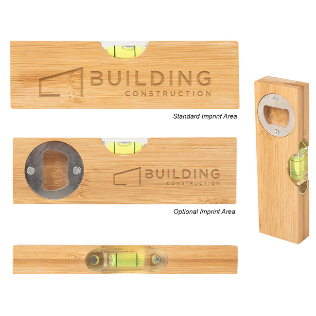Spirit Level and Bottle Opener in Bamboo