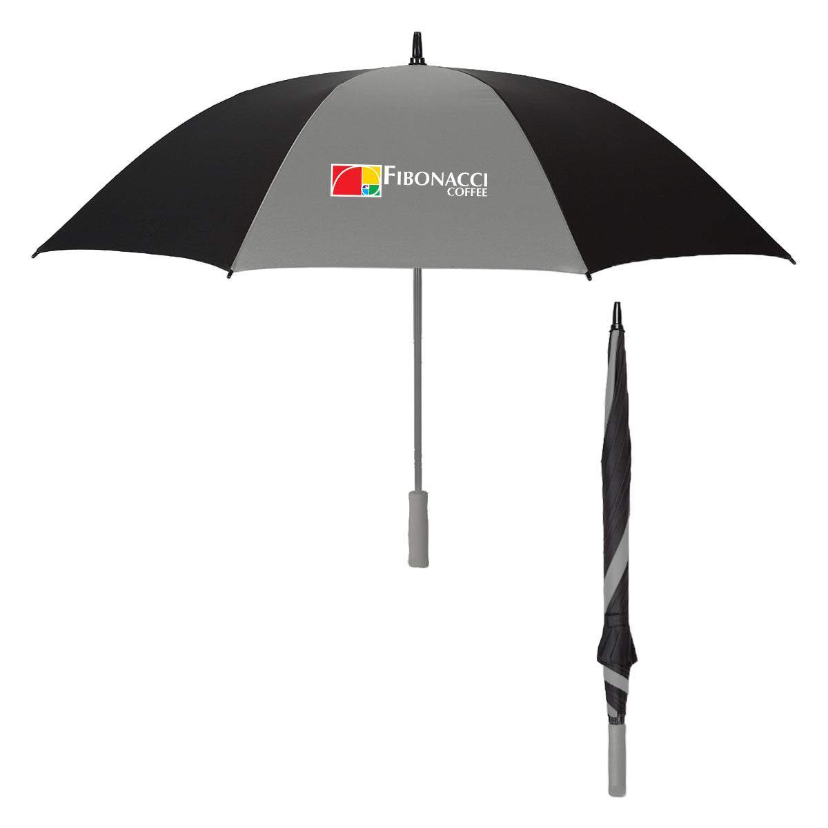 Splash of Color Golf Umbrella, 60 Inch Arc - Black with Gray - Colorbrite