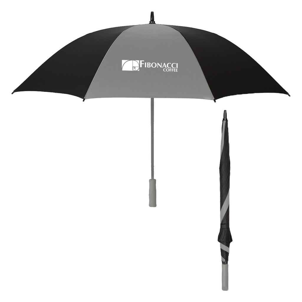 Splash of Color Golf Umbrella, 60 Inch Arc - Black with Gray - Silk Screen