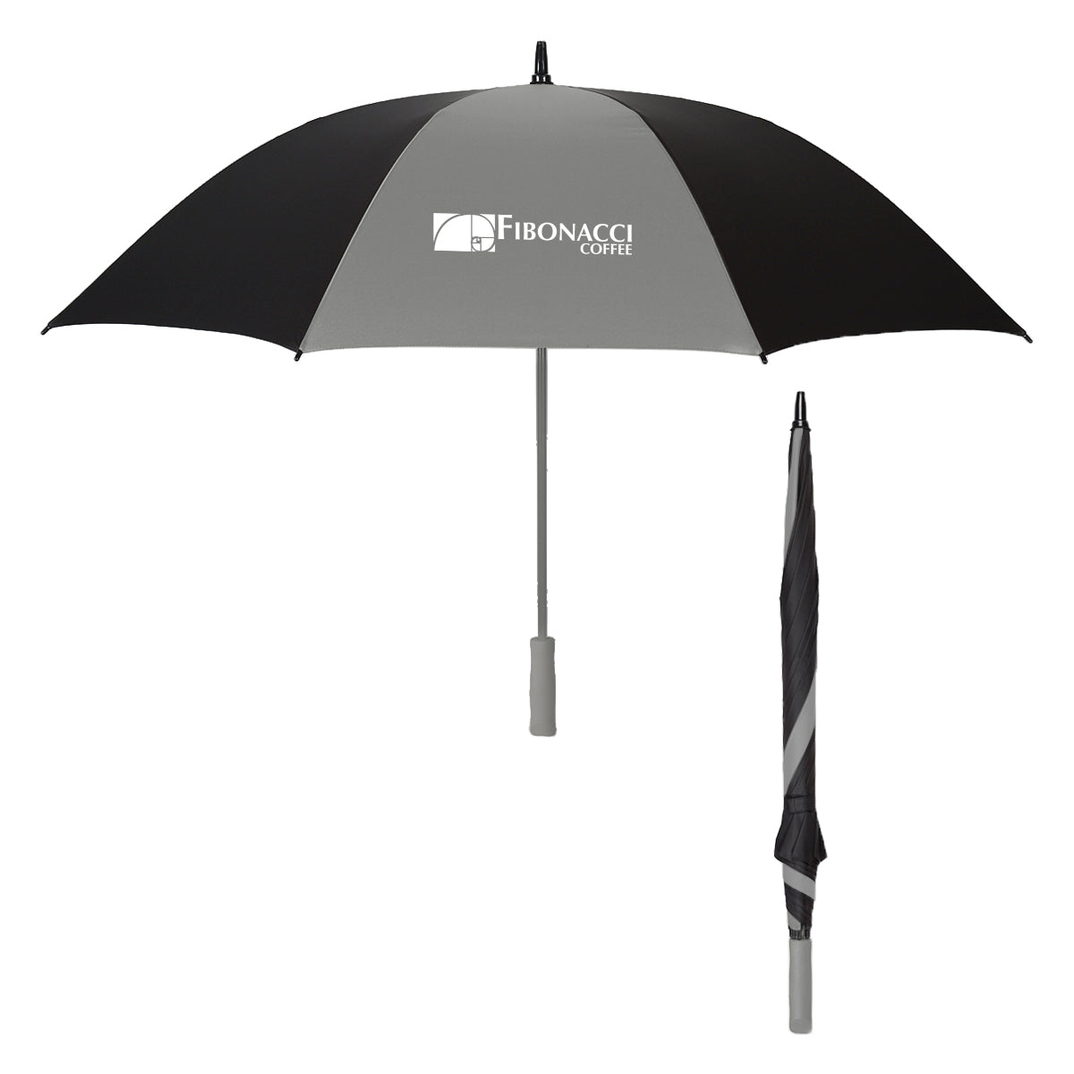 Splash of Color Golf Umbrella, 60 Inch Arc - Black with Gray - Silk Screen